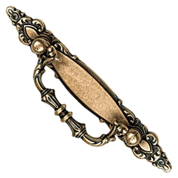 Nesu Tirador para muebles 217B1 - L x An x Al: 13,5 x 3,3 x 2,4 cm, Acero - Manija de mueble antigua de bronce con adornos intrincados. Un detalle elegante para todo tipo de muebles.