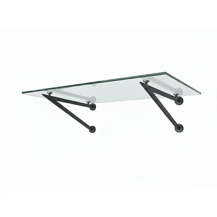 Glaszentrum Hagen Vordach 180x90 cm Klarglas Glasvordach - V-Halter in RAL7016 - 180 x 90 x 40 cm