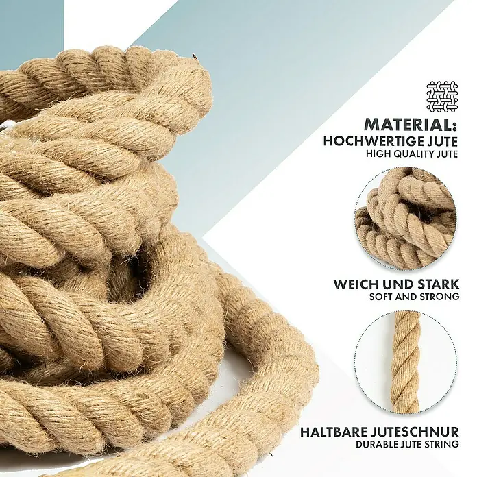 Karat Seil Jute Arnold - Seillänge: 25 m, Naturfaser, Durchmesser: 26 mm - Dickes, hochwertiges Juteseil, weich, stark und langlebig.