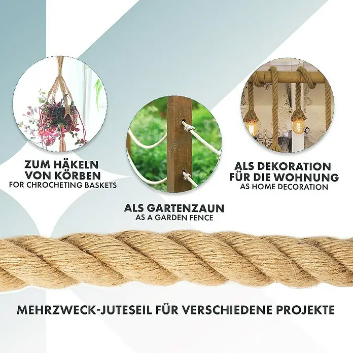 Karat Seil Jute Arnold - Seillänge: 25 m, Naturfaser, Durchmesser: 26 mm - Mehrzweck-Juteseil mit Anwendungen für Basteln, Gartenzaun und Heimdekoration.