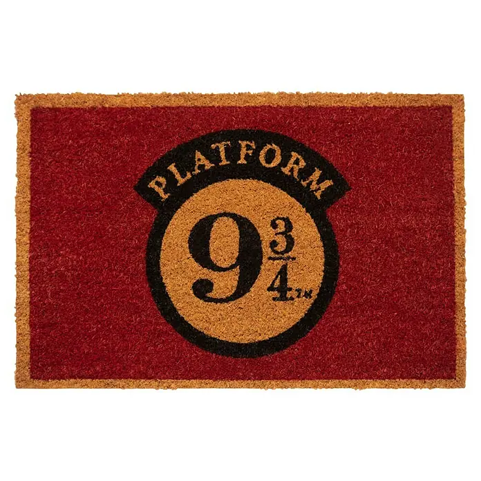 Fußmatte Harry Potter - 60 x 40 cm, Platform 9 3/4, Material Nutzschicht: Kokos - Rote Harry Potter 'Platform 9 3/4' Kokos-Fußmatte mit beigem Rand.