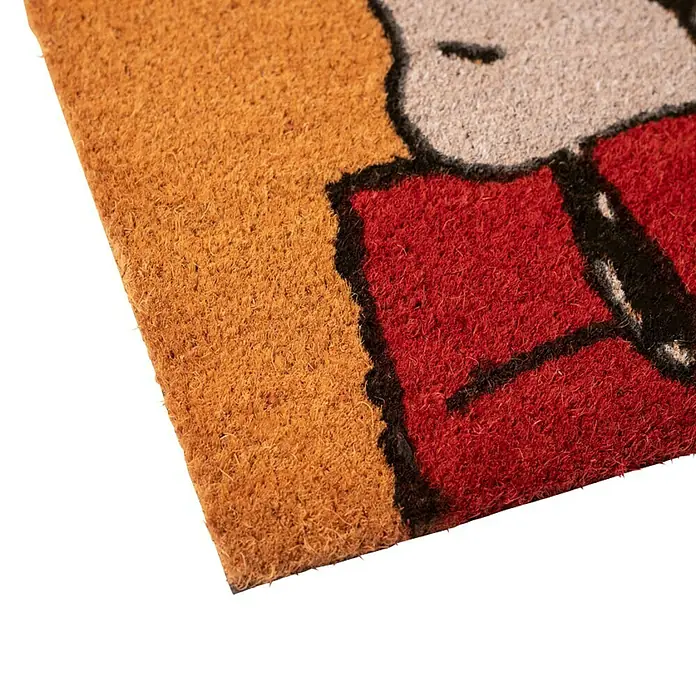 Fußmatte Snoopy - 60 x 40 cm, Material Nutzschicht: Kokos - Braune Kokos-Fußmatte mit rotem und weißem Snoopy-Design.