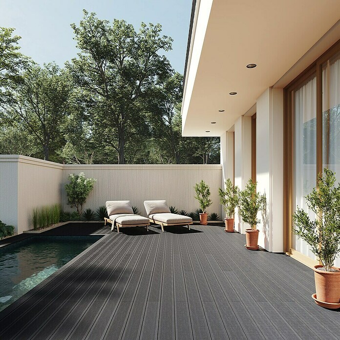 Dioco Tablón para terraza WPC Durafloor (L x An x Es: 220 x 14 x 2,3 cm, Arena/Gris, 1 ud.) | BAUHAUS