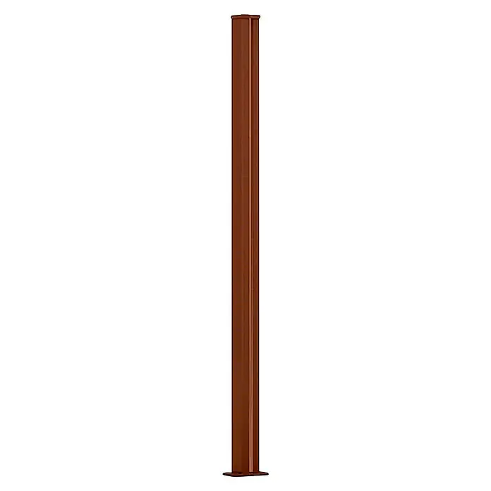 Dioco Smartwall Valla doble - L x Al: 360 x 100 cm, Óxido, Aluminio - Poste vertical marrón con parte superior redondeada y base plana y ancha.