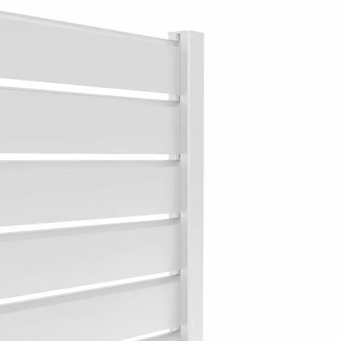 Dioco Smartwall Set de separadores para vallas Persiana - Plástico, Específico para: Vallas Persiana Smartwall, 10 pzs., Blanco - Panel de valla blanco con lamas horizontales.