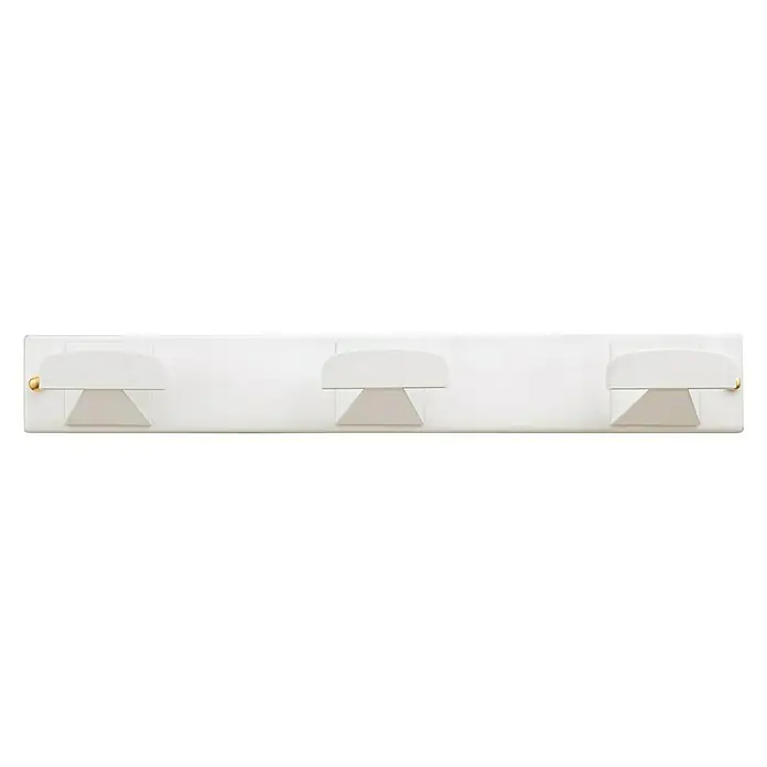 Inofix Perchero 3077 - L x An x Al: 33 x 45 x 4 cm, Acero, Blanco - Un perchero de pared blanco con tres ganchos para colgar chaquetas, sombreros o toallas. Los ganchos tienen un diseño elegante y moderno.