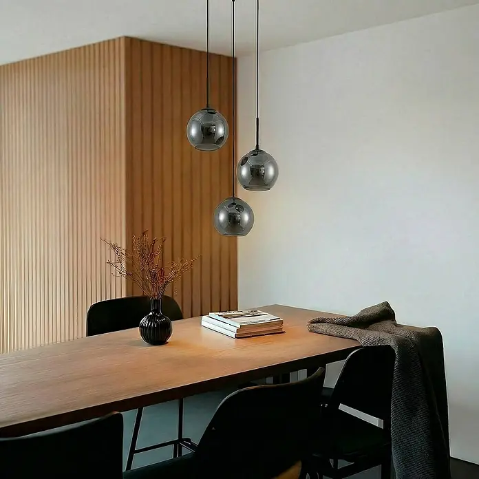 Lindby Pendelleuchte Jurian - L x B x H: 32 x 32 x 17,5 cm, alu / grau / zink, rauchgrau, Schwarz, E27