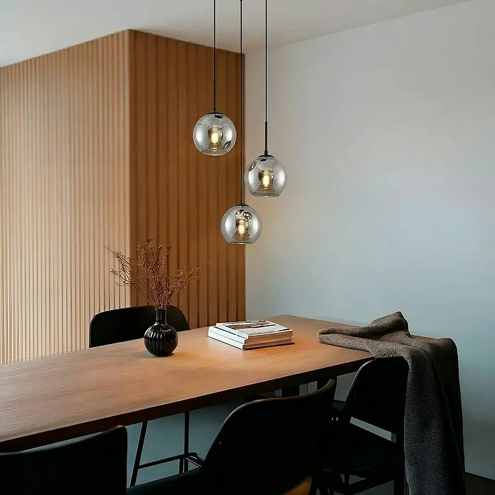 Lindby Pendelleuchte Jurian - L x B x H: 32 x 32 x 17,5 cm, alu / grau / zink, rauchgrau, Schwarz, E27