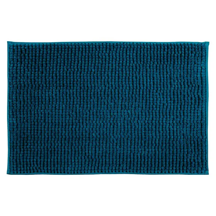 MSV Alfombra de baño Chenille - 60 x 40 cm, Poliéster, Azul oscuro - Una alfombra de baño rectangular de color azul marino con una textura tejida, que proporciona suavidad y estilo para tu baño.