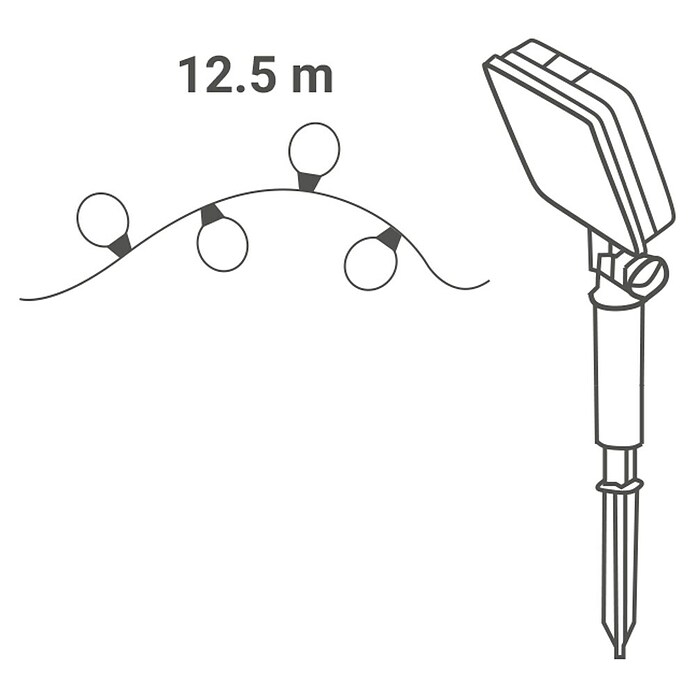 Dekorativna solarna svjetiljka  (Na otvorenom, 12,5 m, Topla bijela) | BAUHAUS