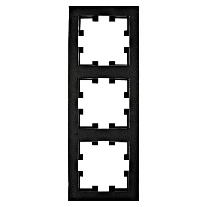 Schrack Abdeckrahmen Visio S 55 - L x B x H: 222 x 80 x 10,2 mm, Schwarz, 3-fach - Schwarzer Halter für drei Filmstreifen mit gezackten Rahmen für Negative.