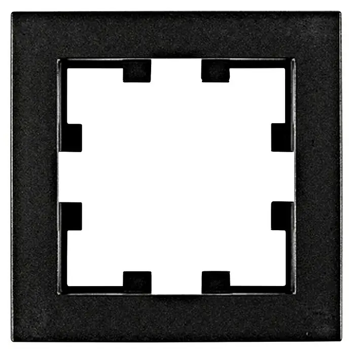 Schrack Abdeckrahmen Visio S 55 - L x B x H: 55 x 55 x 7,5 mm, Schwarz - Dunkler quadratischer Diarähmchen mit internen L-förmigen Ecken zur Filmfixierung.