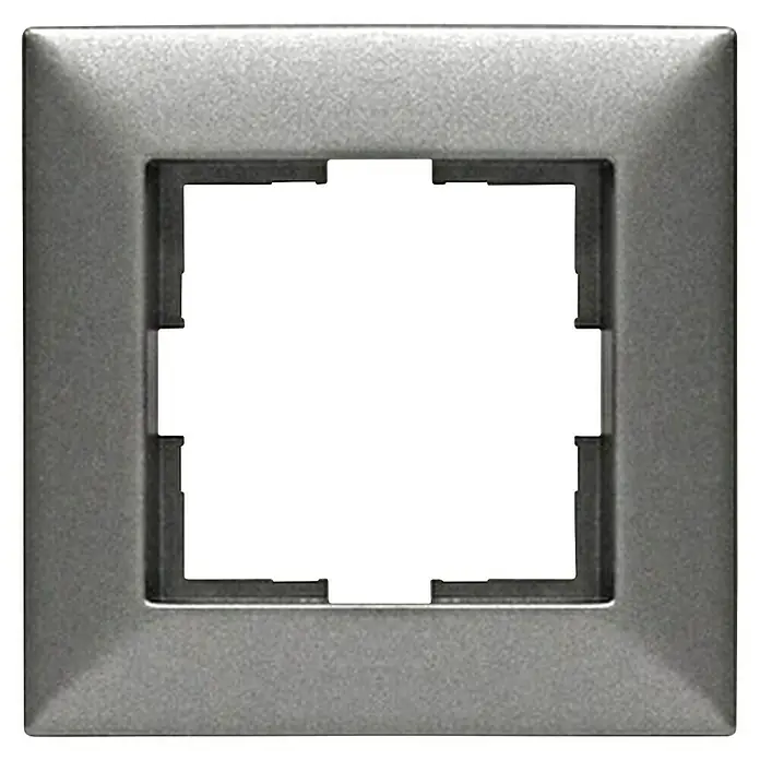 Schrack Abdeckrahmen Visio S 50 - 1-fach, Anthrazit, Kunststoff - Quadratischer grauer Metallrahmen für einen Elektro-Schalter- oder Steckdosen-Einsatz.