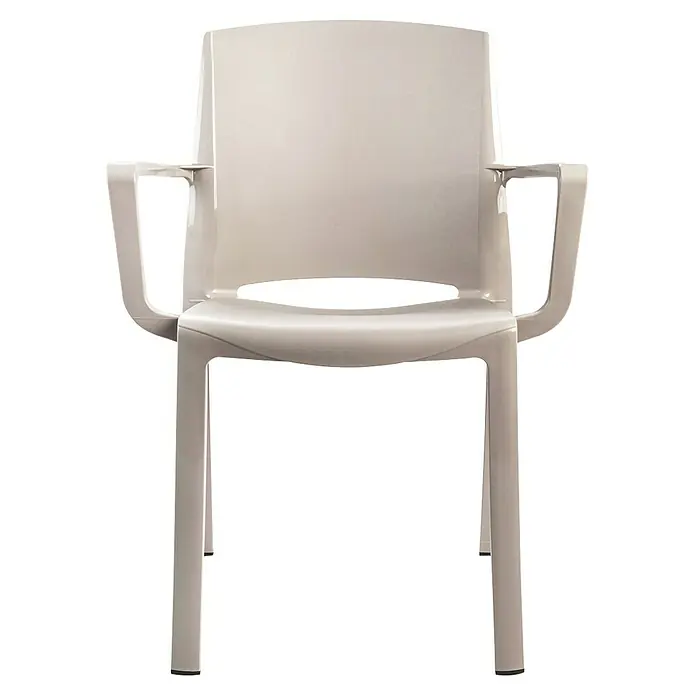 Grosfillex Stapelsessel Set Milton - 4 Stk., Polypropylen, Stapelbar, Leinen, B x T x H: 58 x 52 x 81 cm - Heller beiger Kunststoff-Sessel mit modernem, schlichtem Design.