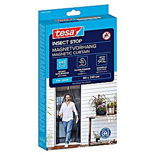 Tesa Insect Stop Horgordijn zelfsluitend magnetisch gordijn (b x h: 90 x 210 cm, Montage hor: Lijmen, Antraciet)