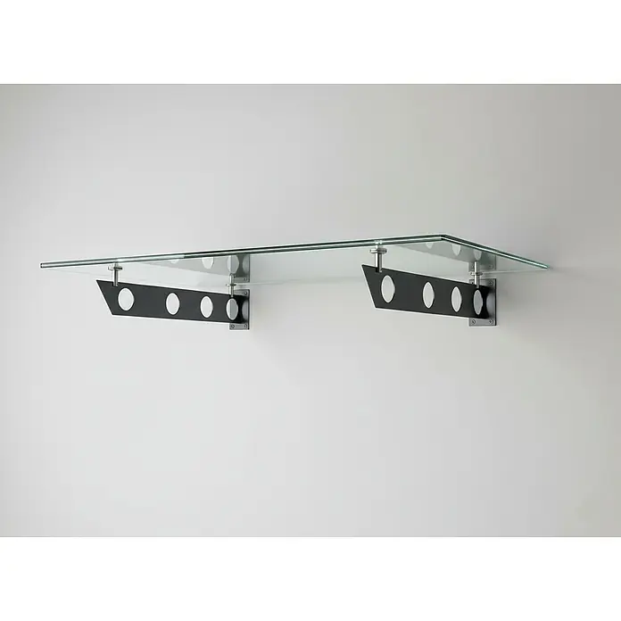 Glaszentrum Hagen Vordach 200x90 cm Klarglas Glasvordach - S-Halter in RAL7016 - Anthrazit RAL7016