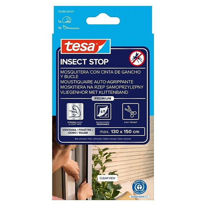 Tesa Insect Stop Horgaas Premium (b x h: 130 x 150 cm, Antraciet, Montage hor: Met klittenband vastmaken) | BAUHAUS
