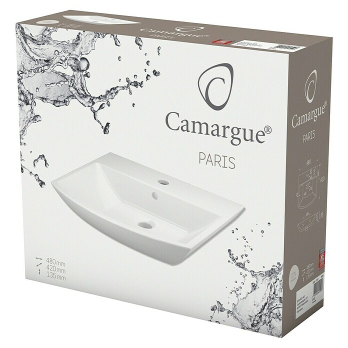 Camargue Paris Waschbecken (48 x 42 cm, Keramik, Weiß)