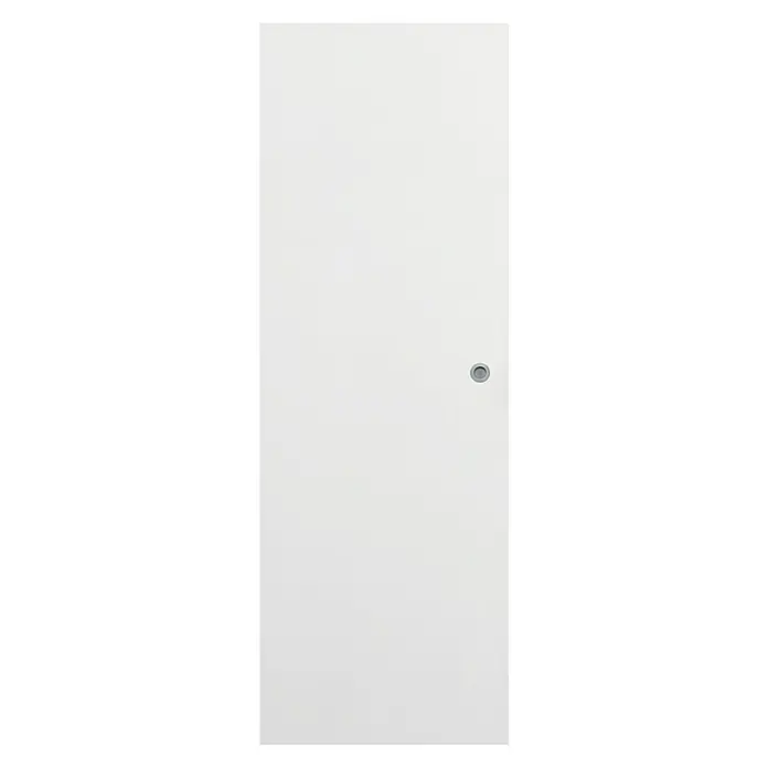 Solid Elements Set para puertas correderas Essen con estructura - 62,5 x 203 cm, Blanco - Una puerta blanca moderna y minimalista con un pomo redondo y elegante, perfecta para interiores contemporáneos. Líneas limpias y diseño elegante.