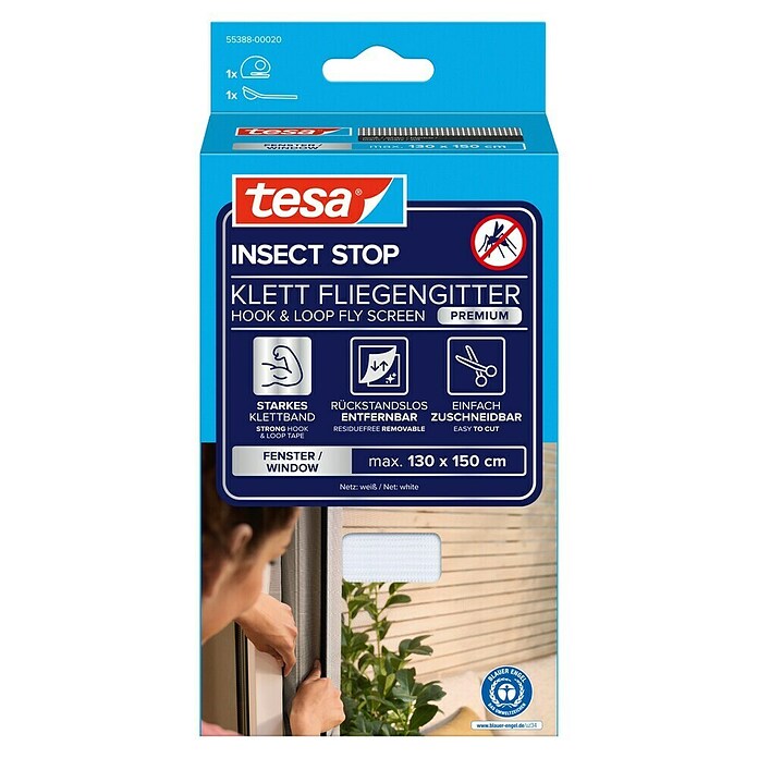 Tesa Insect Stop Horgaas Premium (b x h: 130 x 150 cm, Wit, Montage hor: Met klittenband vastmaken) | BAUHAUS