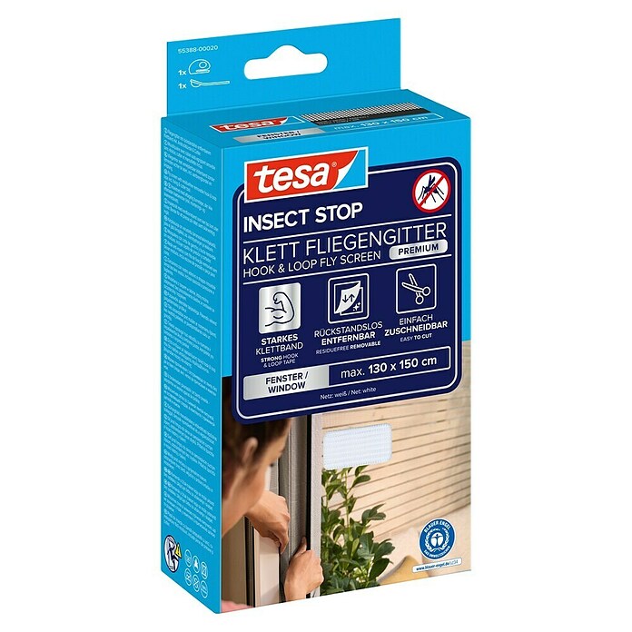 Tesa Insect Stop Horgaas Premium (b x h: 130 x 150 cm, Wit, Montage hor: Met klittenband vastmaken) | BAUHAUS