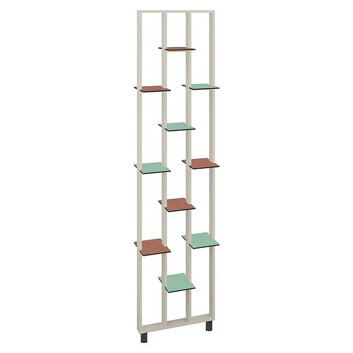 Mixpol Profile Regalboden Box Sage - 25,5 x 22,3 cm, Salbeigrün, 2 Stk. - Modulares Regal mit hellbeigem Rahmen und abwechselnd hellgrünen und terrakottafarbenen Böden.
