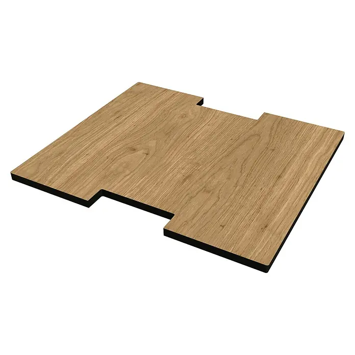 Mixpol Profile Regalboden Box Saragossa - 25,5 x 22,3 cm, Natur, 2 Stk. - Modulare hellbraune Holzoptikplatte mit dunklen Kanten und ineinandergreifenden Aussparungen.
