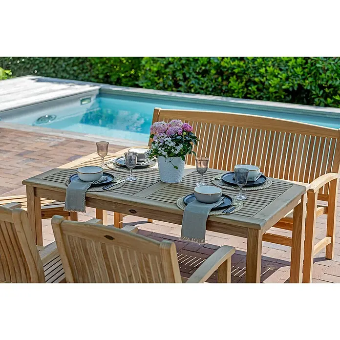 Kai Wiechmann Gartentisch - L x B x H: 150 x 80 x 75 cm, Teakholz, Rechteckig, Naturbelassen