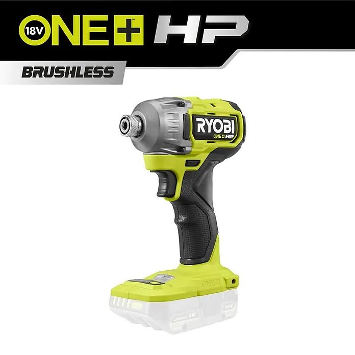 Ryobi ONE+HP Akku-Schlagschrauber RID18X1-0 - 18 V, Ohne Akku, 320 Nm - Ryobi 18V ONE+ HP Brushless Schlagschrauber in Grün und Schwarz mit grauem Metallkopf.