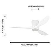 Eglo Ventilador de techo Baracarès (32 W, Diámetro: 132 cm, Blanco) | BAUHAUS