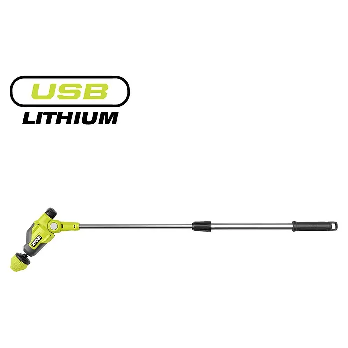 Ryobi 4V USB Akku-Reinigungsbürste RTS4-120G - 4 V, Ohne Akku - Grüner und schwarzer Ryobi USB Lithium Elektroschrubber mit ausziehbarer Stange.