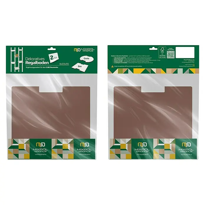 Mixpol Profile Regalboden Box Nude - 25,5 x 22,3 cm, Nude, 2 Stk. - Zwei verpackte braune MDF-Dekorregalböden, Erweiterung für CUBE Raumteiler.