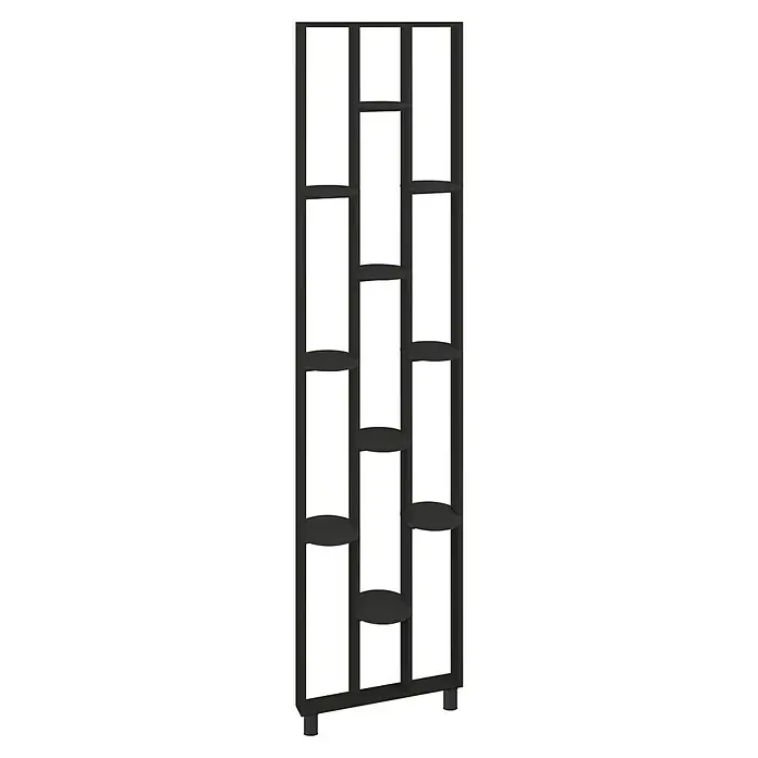 Mixpol Profile Regalboden Ovelo Schwarz ARF - 25,5 x 22,3 cm, Schwarz, 2 Stk. - Hohes, schmales schwarzes Bücherregal mit offenem Design und mehreren runden Regalböden.