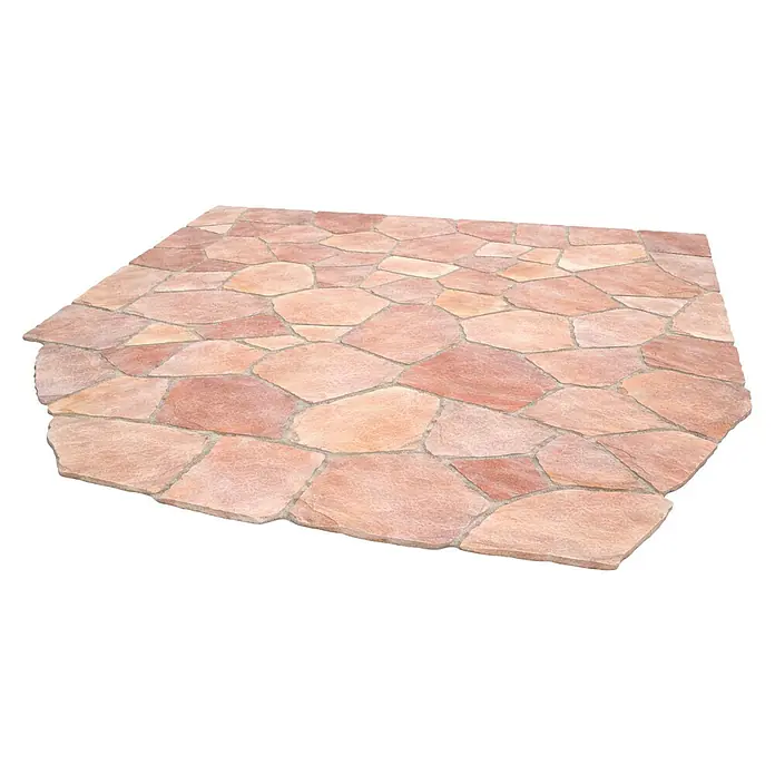 Polygonalplatte - Rose, Quarzit, Volumen: 12 m² - Unregelmäßige rotbraune Pflastersteine für Terrasse oder Gartenweg.