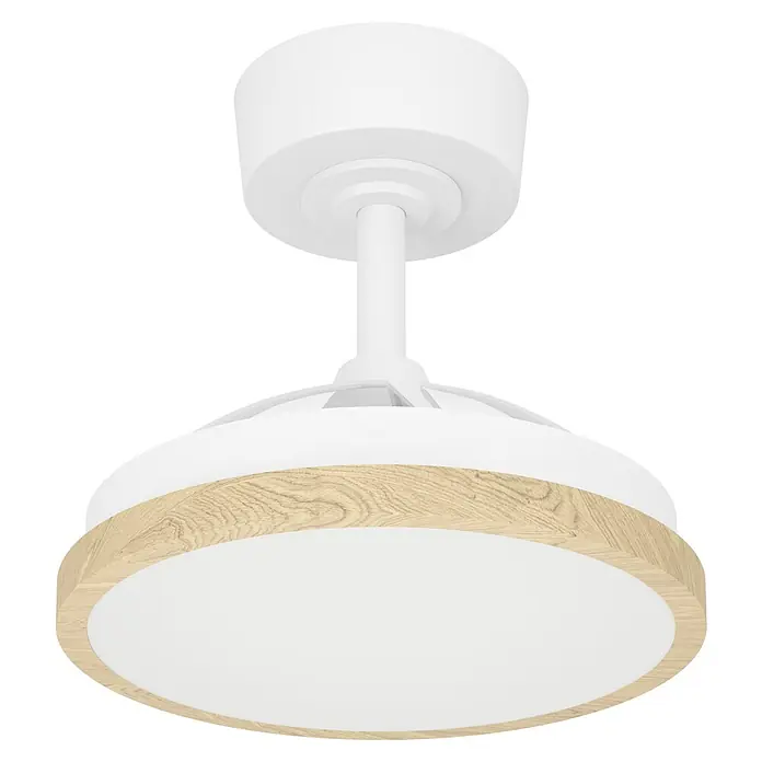 Eglo Deckenventilator Malpica - Weiß, Eiche, 63 cm - Deckenventilator mit integriertem LED-Licht und heller Holzoptik-Verzierung.