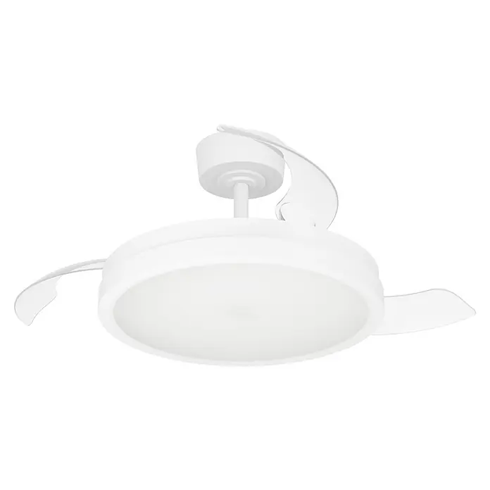 Eglo Deckenventilator Malpica - Weiß, 98 cm - Weißer Deckenventilator mit versenkbaren transparenten Flügeln und integrierter LED-Leuchte.