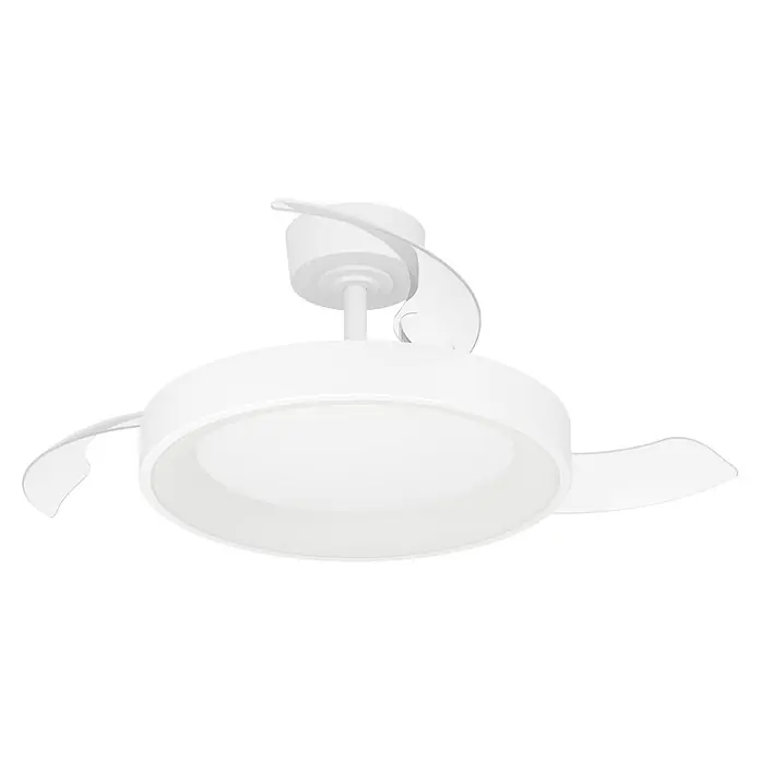 Eglo Deckenventilator Torreya - Weiß, 98 cm - Moderner weißer Deckenventilator mit integriertem LED-Licht und transparenten Flügeln.
