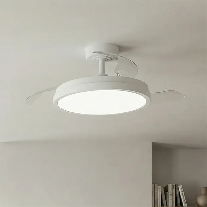 Eglo Deckenventilator Malpica - Weiß, 77 cm - Weißer Deckenventilator mit einziehbaren transparenten Flügeln und integriertem LED-Licht.