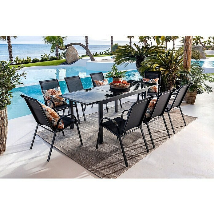 Silla de jardín Moliné (L x An x Al: 76,5 x 53 x 93 cm, Antracita, Acero/Textiline, Apilable) | BAUHAUS
