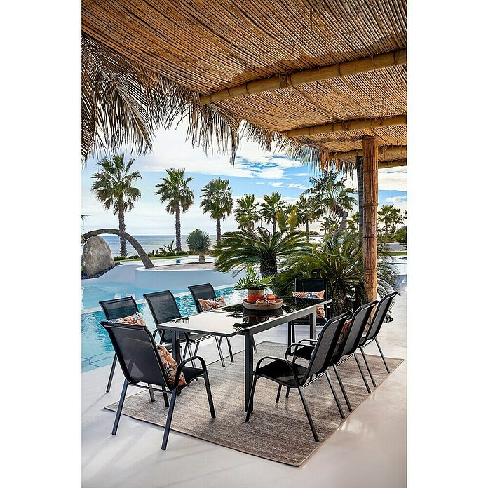 Silla de jardín Moliné (L x An x Al: 76,5 x 53 x 93 cm, Antracita, Acero/Textiline, Apilable) | BAUHAUS