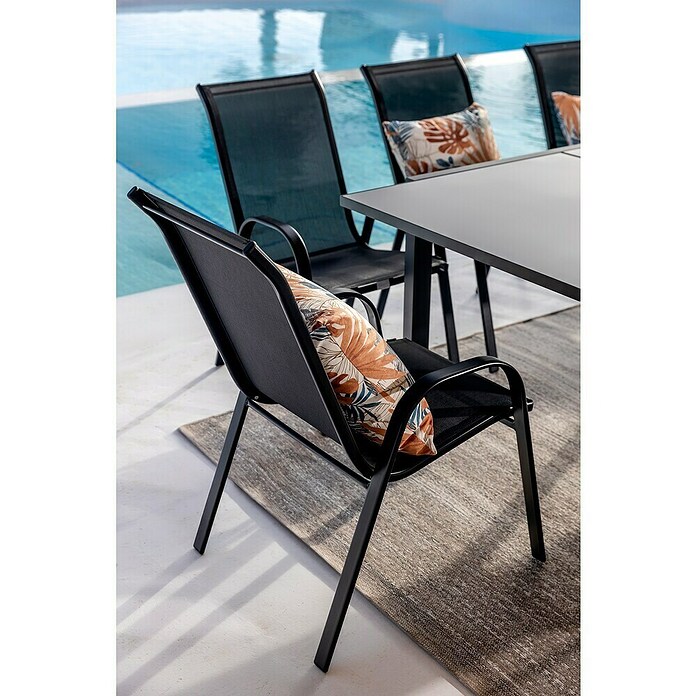 Silla de jardín Moliné (L x An x Al: 76,5 x 53 x 93 cm, Antracita, Acero/Textiline, Apilable) | BAUHAUS