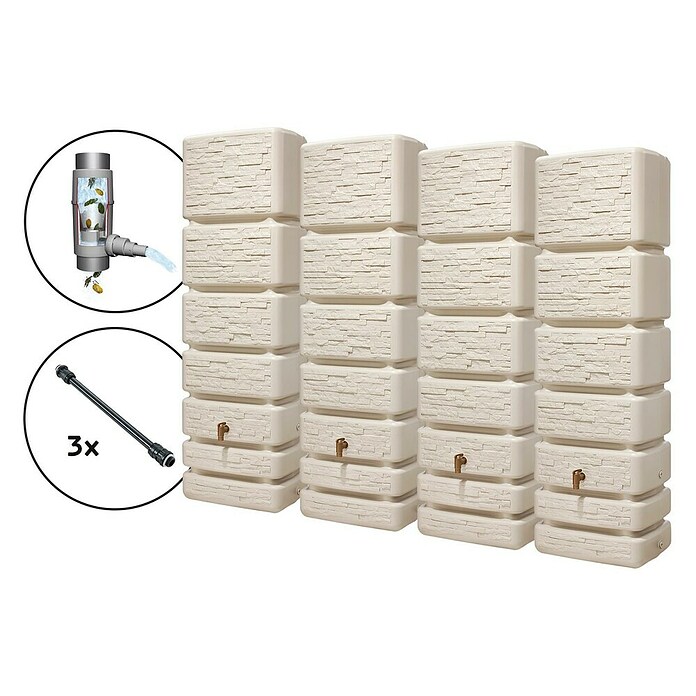 4rain Wandtank Slim (Gesamt Fassungsvermögen: 1 400 l, Steinbeige, Kunststoff) | BAUHAUS