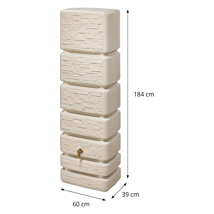4rain Wandtank Slim (Gesamt Fassungsvermögen: 1 400 l, Steinbeige, Kunststoff) | BAUHAUS