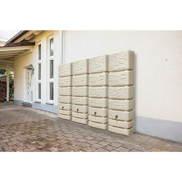 4rain Wandtank Slim (Gesamt Fassungsvermögen: 1 400 l, Steinbeige, Kunststoff) | BAUHAUS