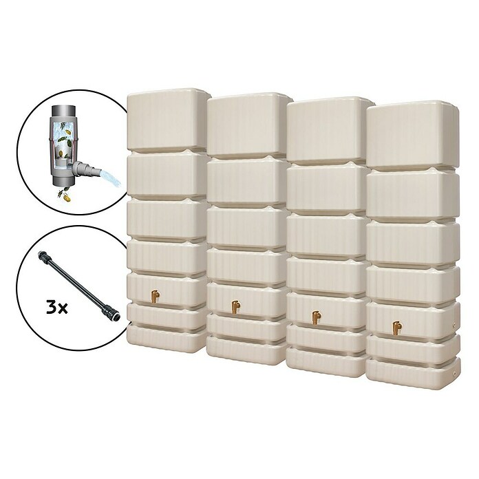 4rain Wandtank Slim (Gesamt Fassungsvermögen: 1 400 l, Sandbeige, Kunststoff) | BAUHAUS
