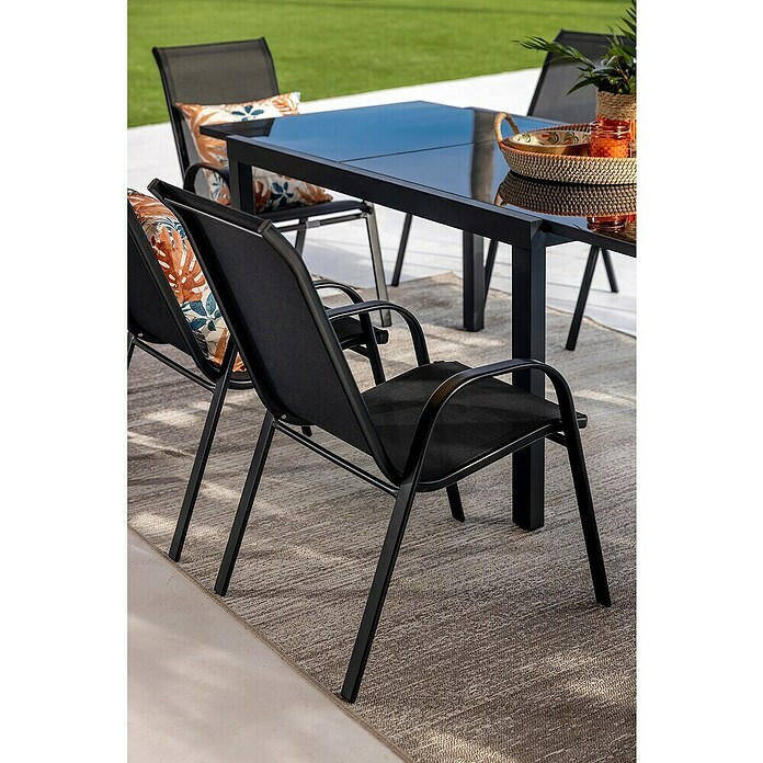 Silla de jardín Moliné (L x An x Al: 76,5 x 53 x 93 cm, Antracita, Acero/Textiline, Apilable) | BAUHAUS