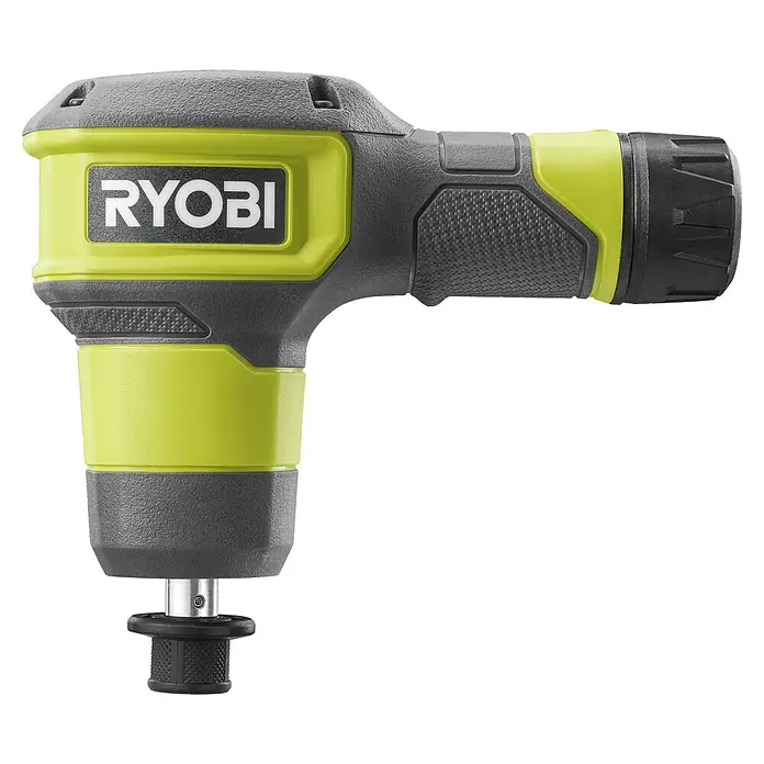 Ryobi 4V USB Akku-Rohrreinigungsgerät RDA4-0 - 4 V, Ohne Akku, Leerlaufdrehzahl: 200 U/min - Limettengrünes und dunkelgraues Ryobi-Elektrowerkzeug mit texturiertem Griff, Winkeldesign und Bohrfutter zum Bohren oder Schrauben.