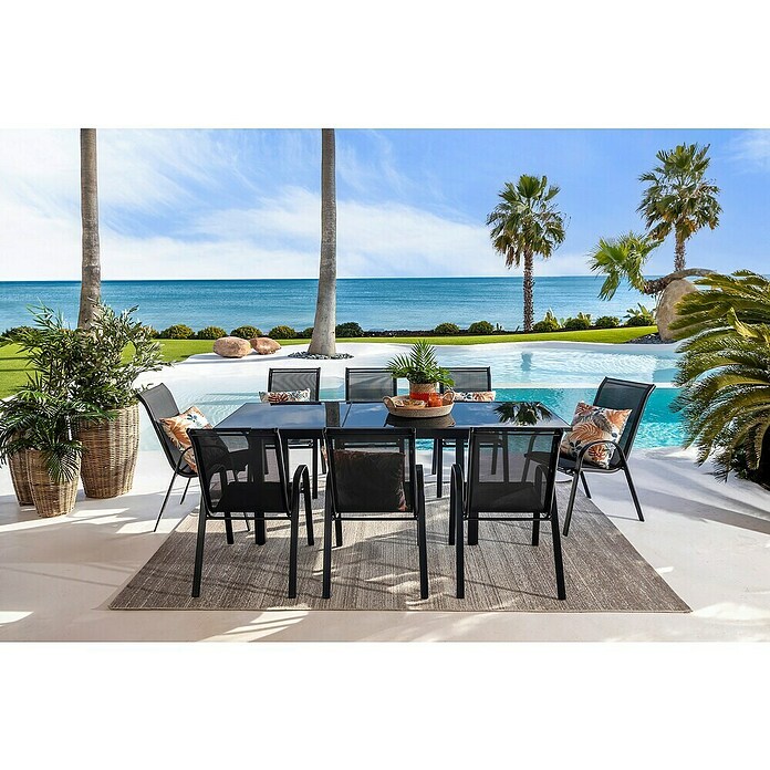 Silla de jardín Moliné (L x An x Al: 76,5 x 53 x 93 cm, Antracita, Acero/Textiline, Apilable) | BAUHAUS