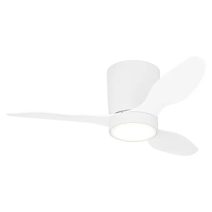 Eglo Deckenventilator Baracarès - Weiß, 91 cm - Moderner weißer Deckenventilator mit drei geformten Flügeln und integrierter Leuchte.