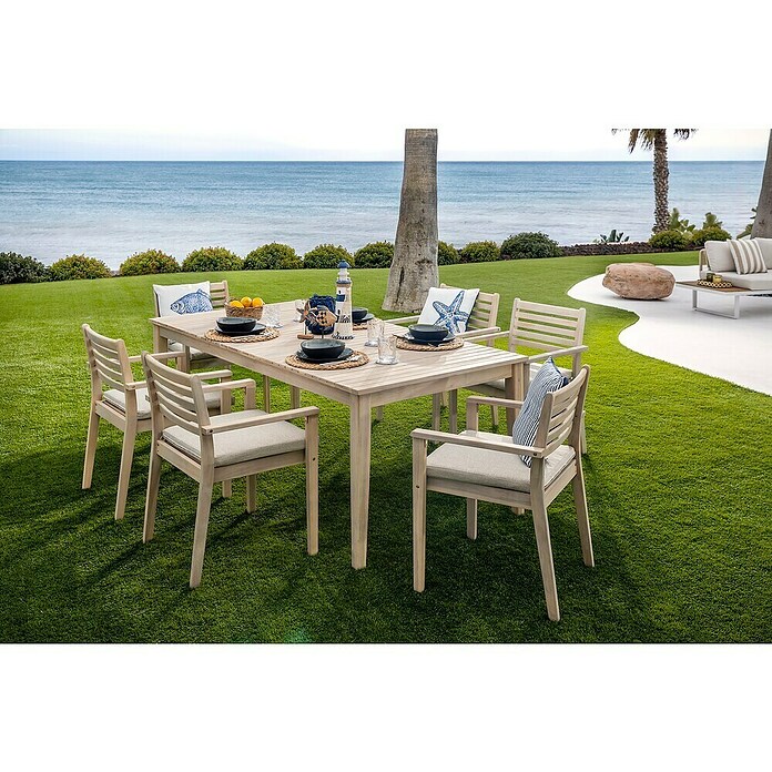 Sunfun Silla de jardín Nour (L x An x Al: 60 x 56 x 84 cm, Natural, Madera de acacia) | BAUHAUS